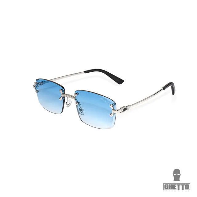 Ghetto Palette Sunglasses Silver Frame Unisex Sky Blue