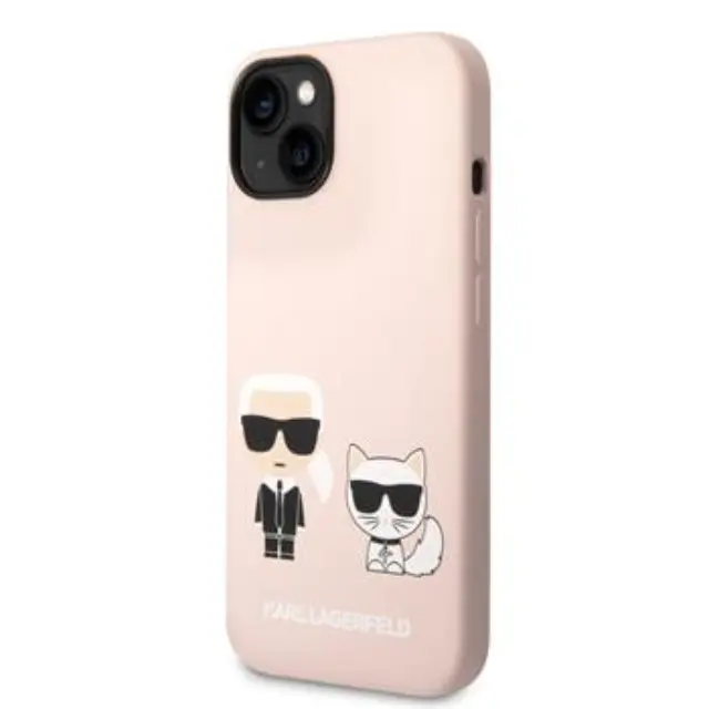 Karl Lagerfeld MagSafe Compatible Case Liquid Silicone Karl and Choupette for iPhone 14 Plus Pink