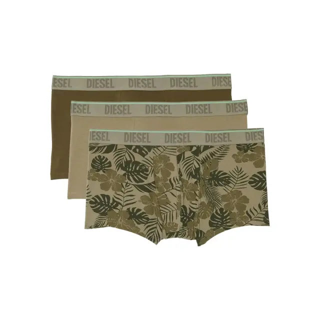 Diesel Ανδρικό Boxer Damien Tropical Print - Τριπλό Πακέτο, Χρώμα Χακί - S