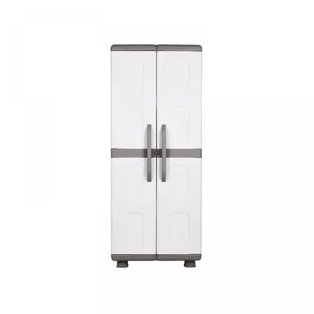 Home Plast Άρια Δίφυλλη Ντουλάπα Πλαστική Γκρι/Ανθρακί Με 4 Ράφια/Χώρισμα 179x73x44cm (5200310909207)
