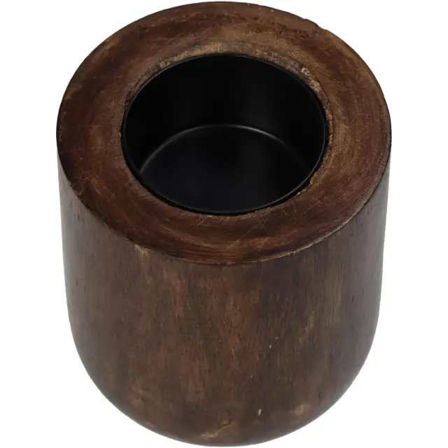 Κηροπήγιο Καφέ Ξύλο 7x7x7.5cm 3