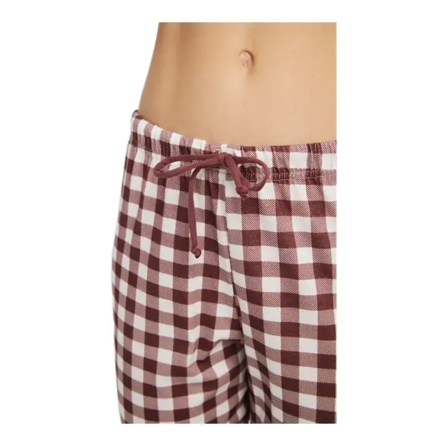 Minerva Γυναικείο Παντελόνι Πυτζάμας Καρό, Χρώμα Plaid Ecru-Brown 3