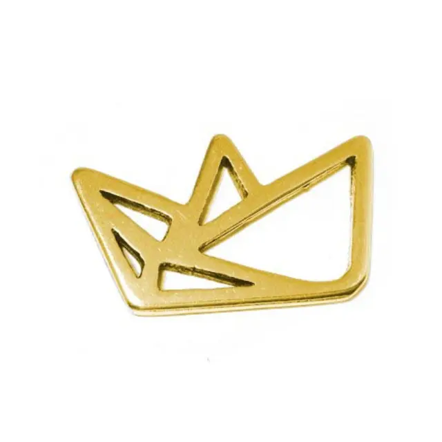 Μεταλλικό Χυτό Μοτίφ Καραβάκι, 24K Gold Plated, 25x43mm - 2τεμ
