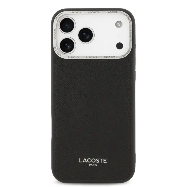 Lacoste PU Leather Champs Elysees MagSafe Case for iPhone 17 Pro Max Black 3