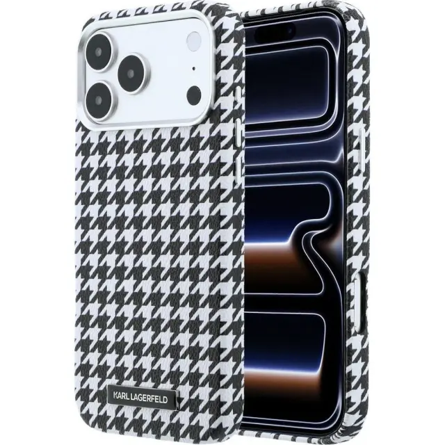 Karl Lagerfeld® Houndstooth Resin Plate Magsafe Θήκη για iPhone 17 Pro Max /18 Pro Max-Black