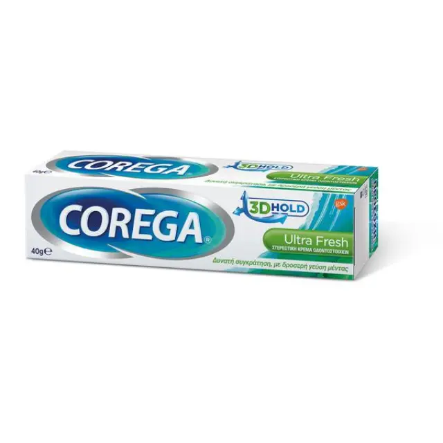 Corega 3D Ultra Fresh Στερεωτική Κρέμα Τεχνητής Οδοντοστοιχίας, με δροσερή γεύση μέντας, 40g