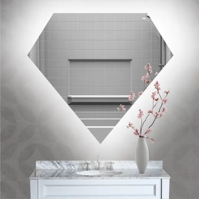 Stewehome Καθρέφτης LED Σχήμα Διαμάντι Τοίχου 75x67 cm