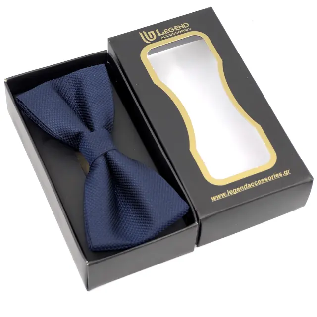 Μπλε Παπιγιόν Τύπου Oxford Σετ με Μαντήλι 3