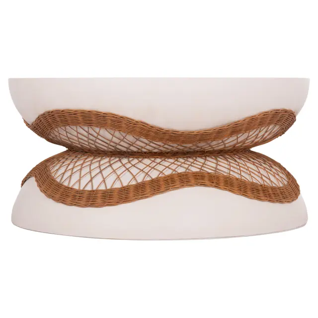 ΤΡΑΠΕΖΙ ΣΑΛΟΝΙΟΥ FB918157.02 FIBER CEMENT ΛΕΥΚΟ-ΦΥΣΙΚΟ RATTAN--Φ92x44.5Υεκ 3