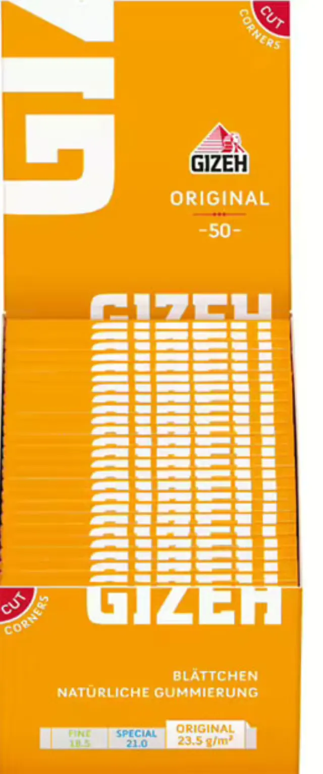 GIZEH Χαρτάκια Yellow Original 50φ. - Κίτρινο 50τεμ.