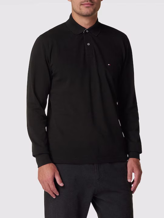 Tommy Hilfiger Μαύρη Μακρυμάνικη Μπλούζα τύπου polo Μαύρο