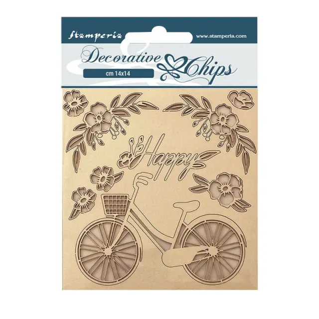 Chipboard Stamperia 14x14cm, Create Happiness - Welcome Home, Bicycle