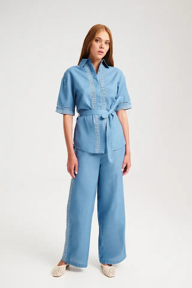 Ψηλόμεσο Παντελόνι με Δαντελένια Τρέσα CALINDA TROUSERS - XS 3
