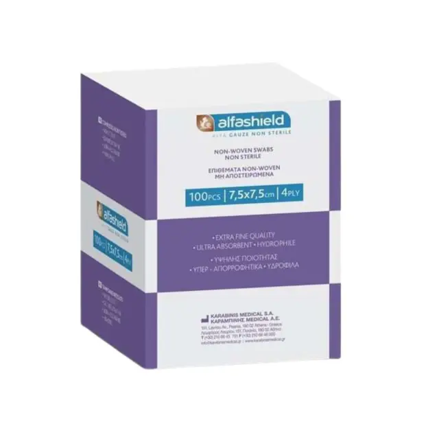 Alfa Gauze Non Woven Non Sterile Dressings 7.5x7.5cm 4ply 100pcs