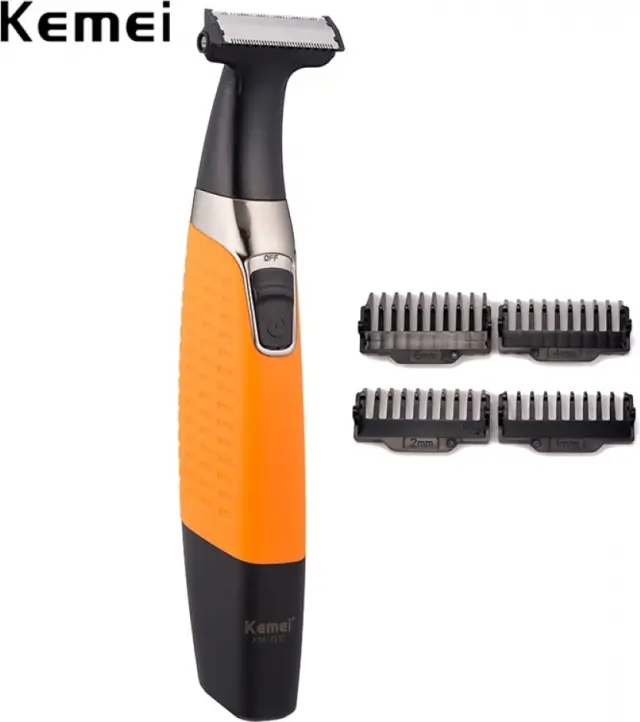 Kemei Facial Trimmer KM-1910 Ξυριστική Μηχανή Προσώπου / Σώματος Επαναφορτιζόμενη Πορτοκαλί 2