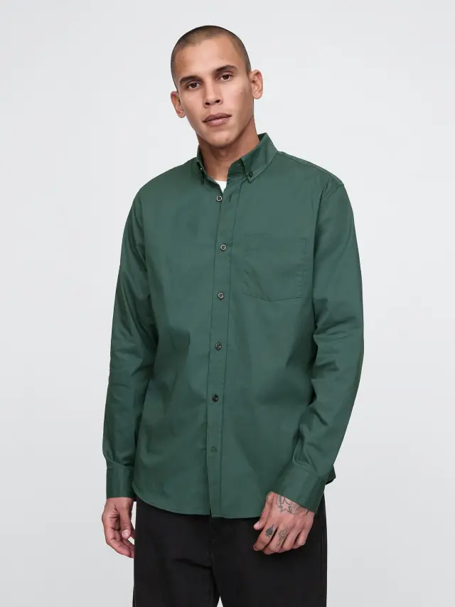 Πράσινο Performance Πουκάμισο Ποπλίνα Dark green