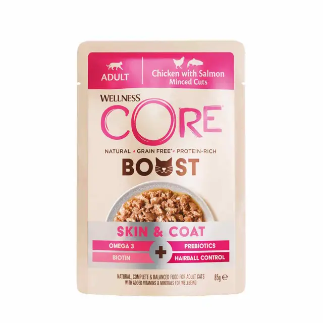 Wellness Core Boost Skin & Coat Κοτόπουλο & Σολομός 85gr Μονόχρωμο
