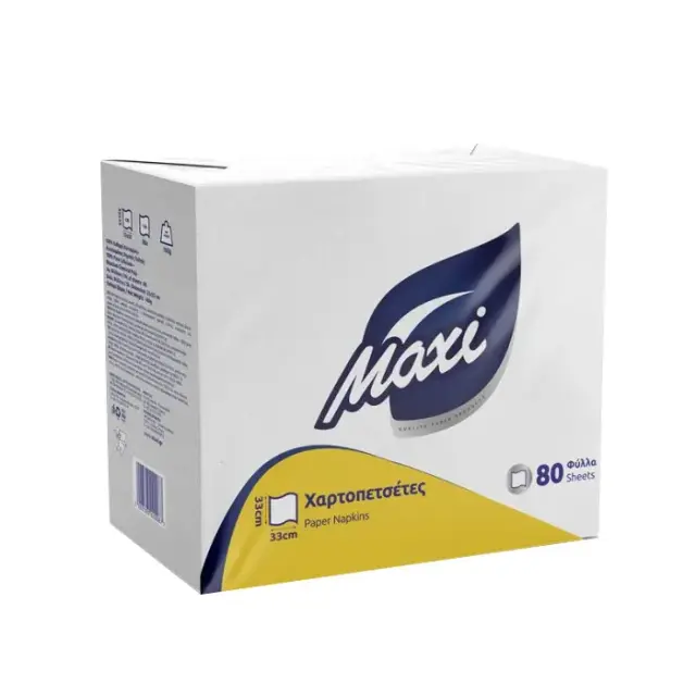 MAXI χαρτοπετσέτες λευκές 1Φ 33x33cm 80τεμ