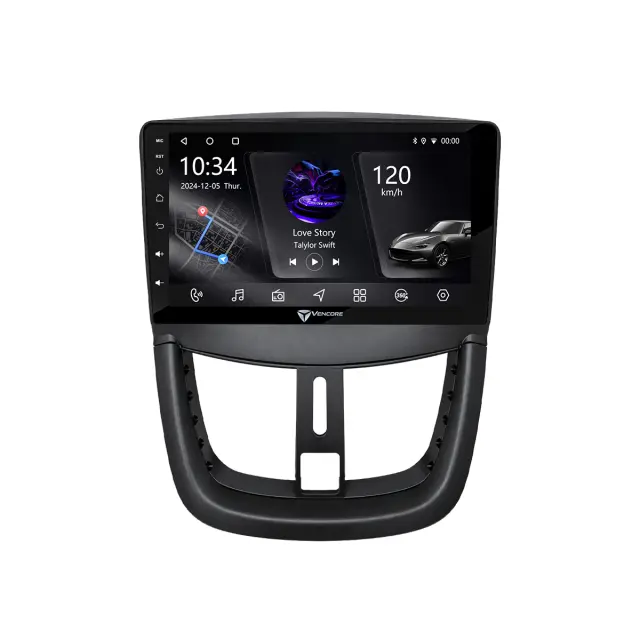VenCore Οθόνη Multimedia Android 15 9" PX5S Octa-Core 2GB/32GB IPS με Πρόσοψη, CarPlay, Android Auto και Υποστήριξη Κάμερας 360° για Peugeot 207 2007-2012 – Μαύρη (3236-10005-0688B) 2
