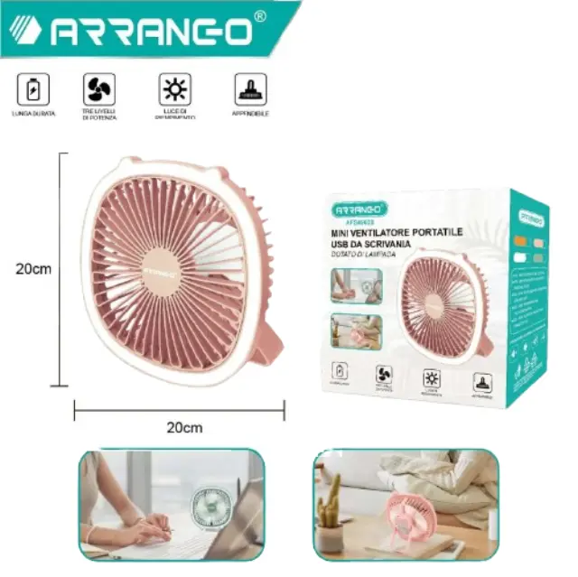 Arrango Επαναφορτιζόμενος Επιτραπέζιος Ανεμιστήρας με πολλαπλές Ταχύτητες AFS49028 2