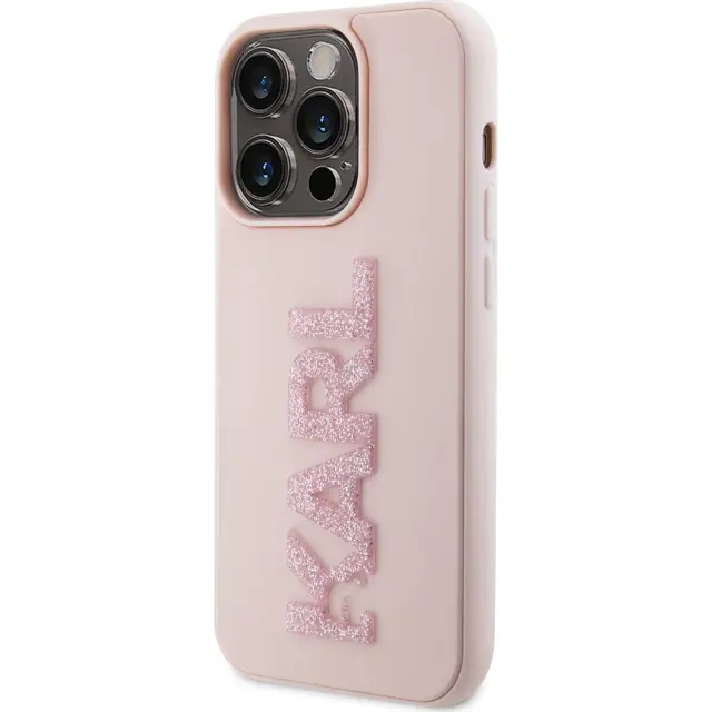 Karl Lagerfeld 3d Logo Glitter Back Cover Ροζ (iPhone 15 Pro)