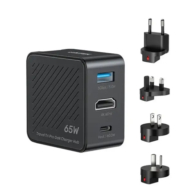 Unitek Φορτιστής GaN Travel HUB 3in1 65W 4K60Hz USB-A HDMI USB-C (P1242ABK01)