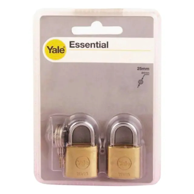 Λουκέτο Βαρέως Τύπου 30mm Μπρούτζος YALE ESSENTIAL Σετ 2Τμχ