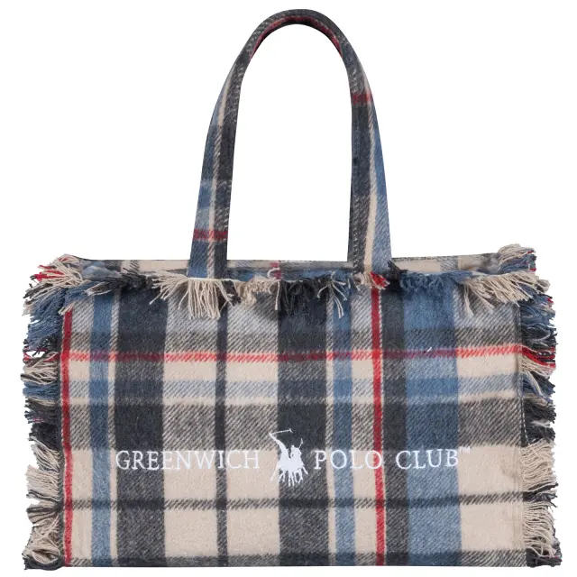 GREENWICH POLO CLUB ΡΙΧΤΑΡΙ 130X170 ΜΕ ΤΣΑΝΤΑ ΜΙΚΡΗ ESSENTIAL 2532 BLUE, ECRU 2