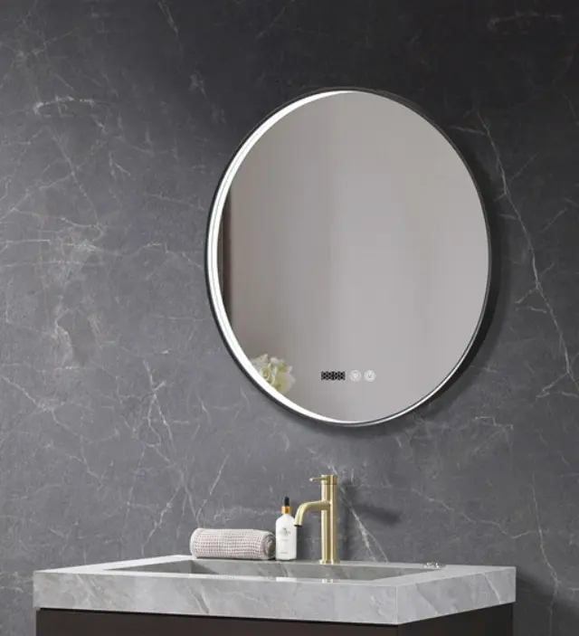 ΚΑΘΡΕΦΤΗΣ ΜΠΑΝΙΟΥ LED ΑΦΗΣ MIRRORLUX CALLISTO S-4678B ΣΤΡΟΓΓΥΛΟΣ Φ-800MM ΜΑΥΡΟΣ 2