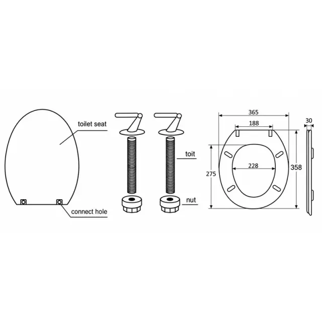 SIDIRELA Καπάκι Λεκάνης WC Πλαστικό Λευκό 36,5x35,8cm - White Plastic Toilet Seat E-1976 2