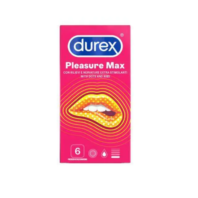 Durex Pleasuremax Προφυλακτικά με Ανάγλυφες Κουκίδες και Ραβδώσεις για Μεγαλύτερη Απόλαυση, 6τμχ