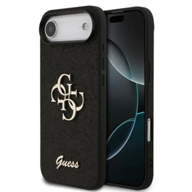 Guess PU Fixed Glitter 4G Metal Logo Case for iPhone Air Black