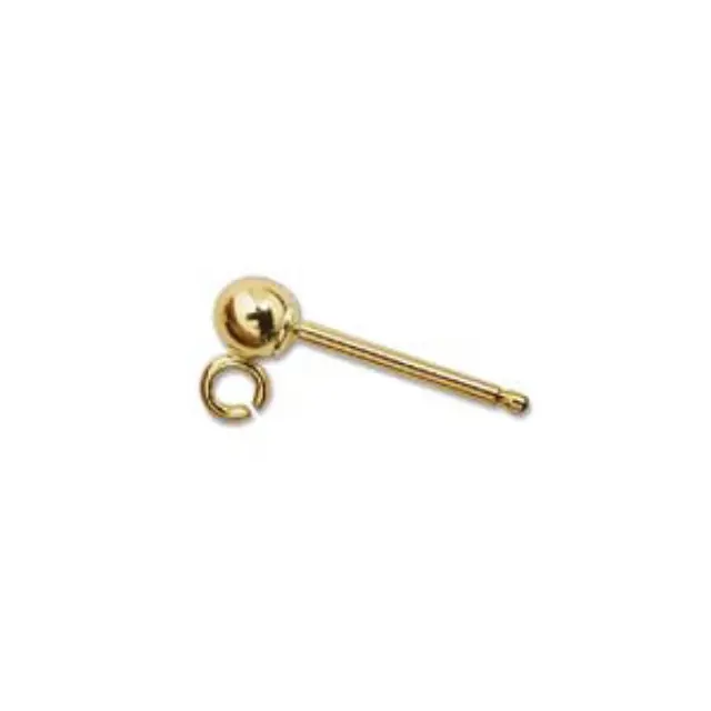 Σκουλαρίκι Καρφάκι 12x5mm Gold Filled 14K με Μπίλια Ø3mm + Κρίκο - 2τεμ
