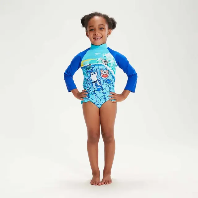 Speedo Girl's Digital Long Sleeve Frill Swimsuit Γαλάζιο 81349915139 (Speedo)
