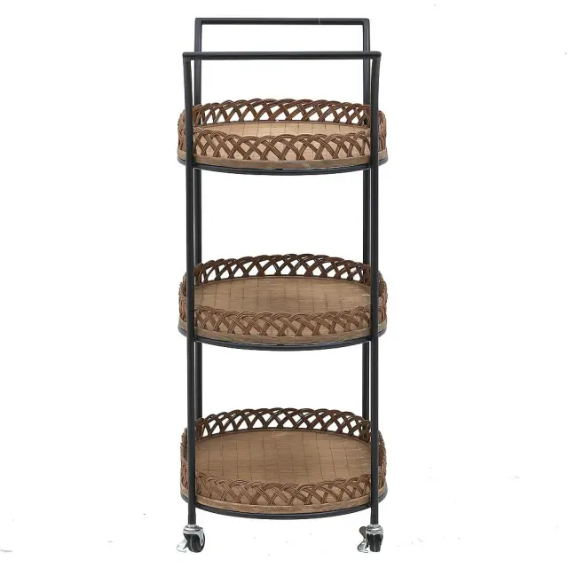 Τρόλεϊ Φυσικό/Μαύρο Rattan/Μέταλλο 67x37x88cm 3-50-141-0015 3