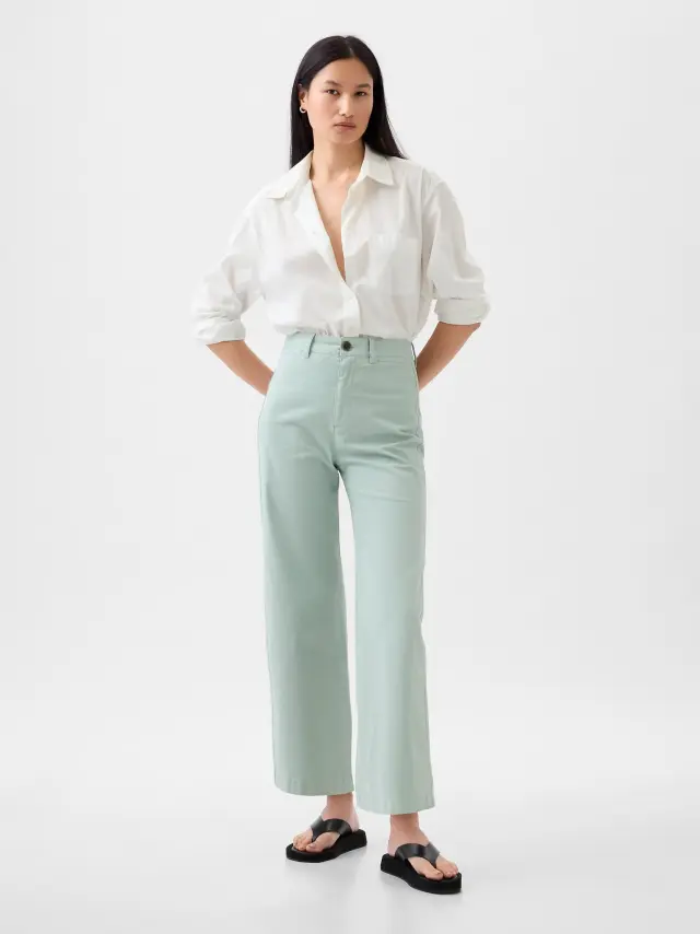 High Stride Wide-Leg Ankle Khakis Παντελόνι frothy aqua blue - 0