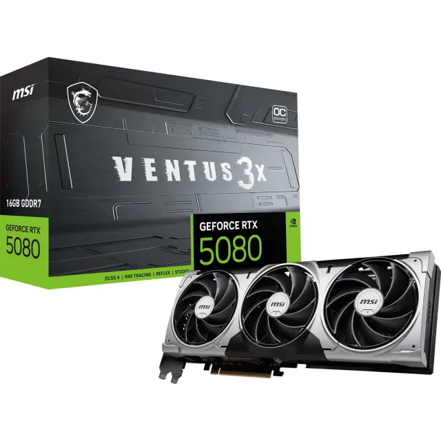 MSI GeForce RTX 5080 VENTUS 3X OC (DLSS 4, 3x DisplayPort, 1x HDMI 2.1)