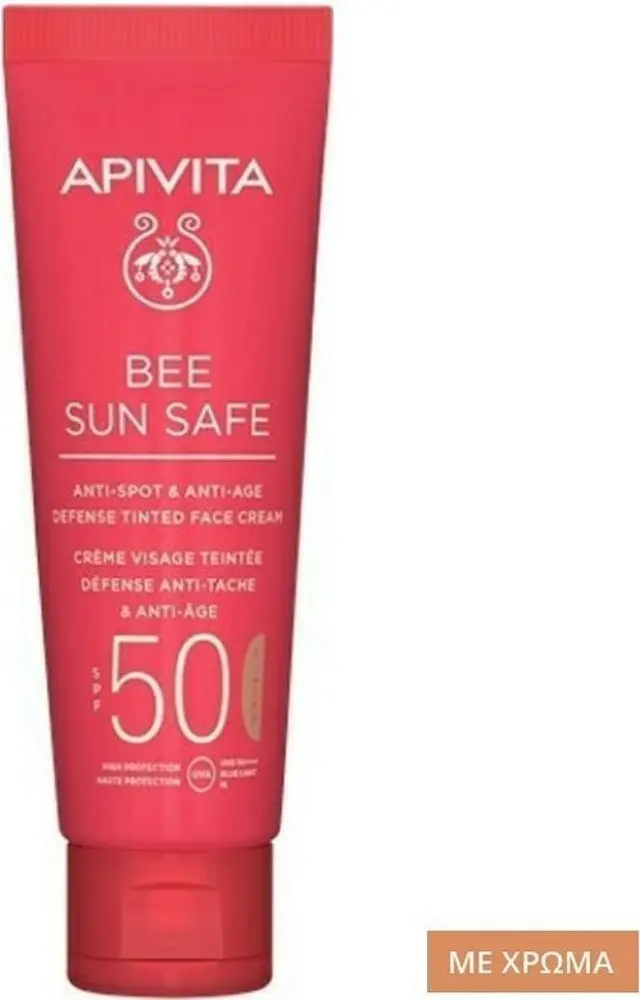 Apivita Bee Sun Safe Anti-Spot & Anti-Age SPF50 Tinted , Αντηλιακή Κρέμα Προσώπου με Χρώμα κατά των Πανάδων & των Ρυτίδων 50ml