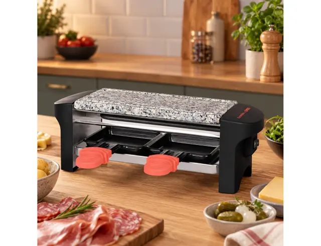 Γκριλιέρα Raclette Livoo x Marmiton DOC156CO με αυτόματο θερμοστάτη, ισχύ 350W και επιφάνεια ψησίματος 20x10cm - Coral DOC156CO
