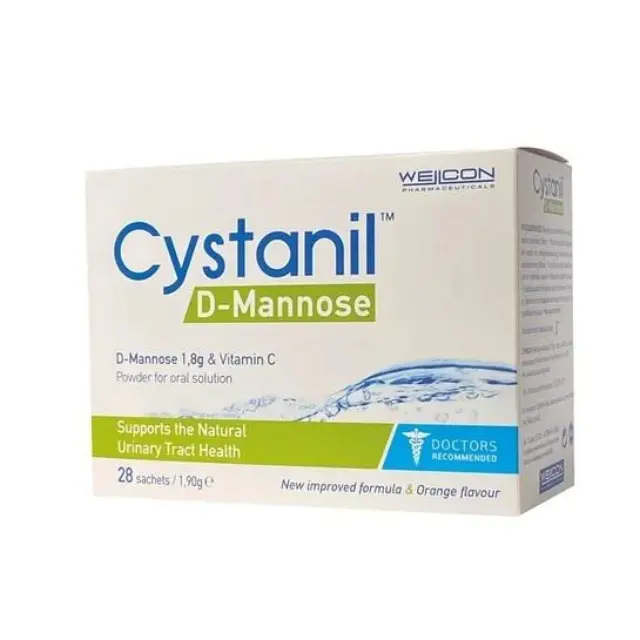 Wellcon Cystanil D-Mannose food supplement Συμπλήρωμα Διατροφής σε Σκόνη για το Ουροποιητικό Σύστημα, 28 φακελίσκοι