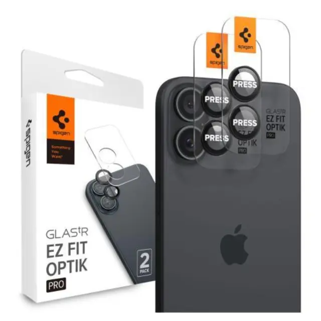 Tempered Glass Rings Spigen για Τζαμάκι Κάμερας Apple iPhone 16 / 16 Plus/ 17 Optik.tR EZ-FIT Black (2 τεμ.) N69467