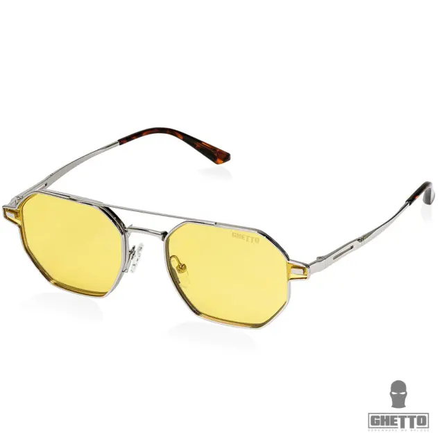 Ghetto Hexagon Sunglasses Polarized + Reading Silver Frame Unisex