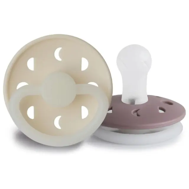 Σετ 2 Πιπίλες Σιλικόνης Νυκτός FRIGG Moon Phase Cream/Twilight Mauve 0-6 Μηνών Baby Oliver