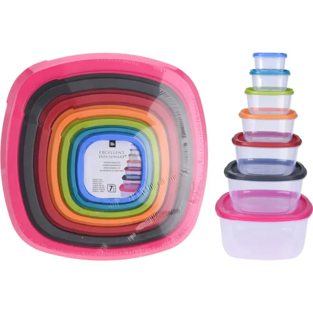 Σετ Δοχεία Αποθήκευσης Τροφίμων Excellent Houseware με χωρητικότητες 225ml, 375ml, 650ml, 1125ml, 1.9L, 3.2L, 5.5L - 7 τεμάχια 911000160