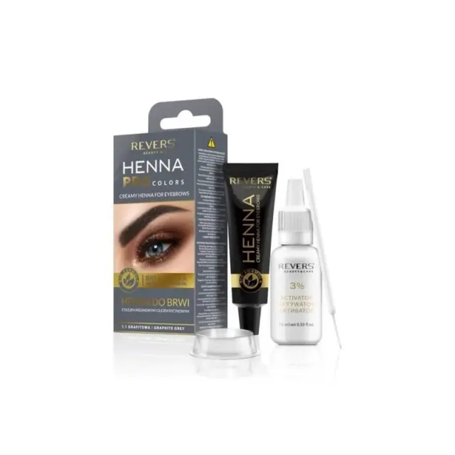 Revers Cosmetics Henna Pro Colors Σετ Περιποίησης Φρυδιών Graphite Grey