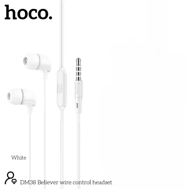 Hands Free Hoco DM38 Believer Stereo 3.5mm με Μικρόφωνο και Πλήκτρο Λειτουργίας 1.2 Λευκά 2