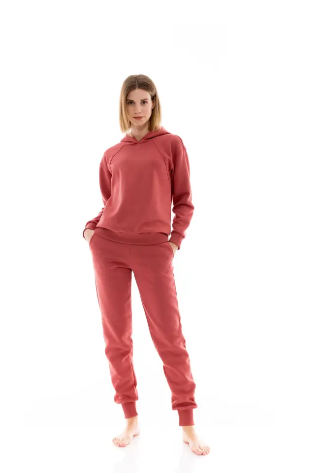 W1464 - Earth Red - HOMEWEAR HOOD SOFT SOLID