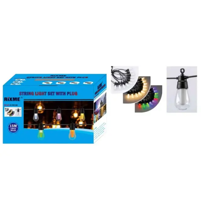 RIXME ΚΡΕΜΑΣΤΗ ΗΛΙΑΚΗ ΓΙΡΛΑΝΤΑ 15m 16LED IP66 RZ-57499