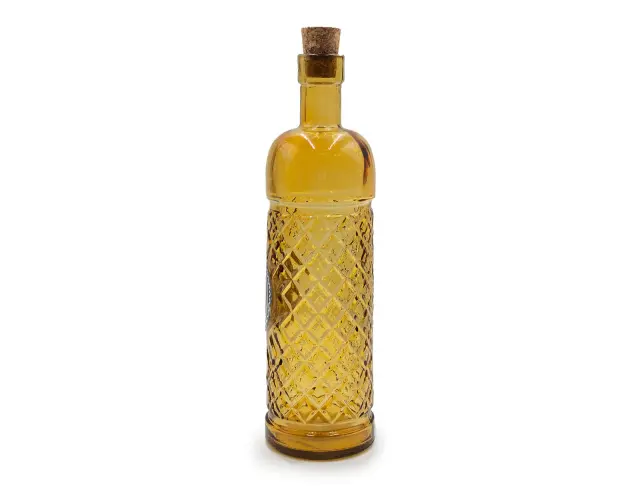 Διακοσμητικό Μπουκάλι με πώμα Glass Drops Anis (5047DB411) Aπό 100% ανακυκλωμένο γυαλί, Xωρητικότητας 500ml, Διαστάσεων Ø 7 x Υ 24 cm, Yellow Gold 5047DB411 2