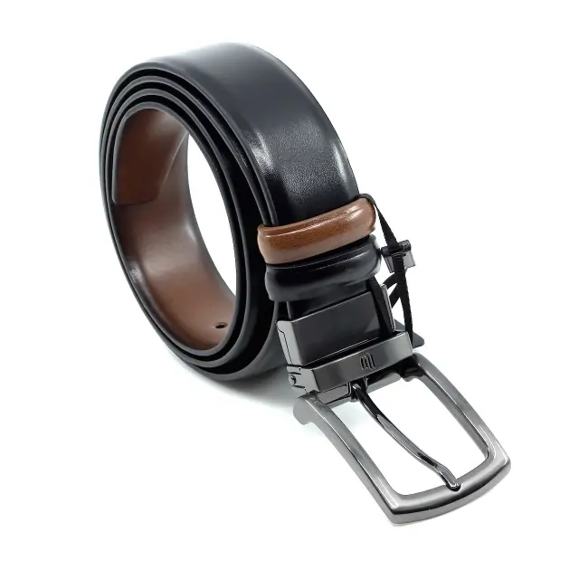 ΔΕΡΜΑΤΙΝΗ ΖΩΝΗ DOUBLE SIDED ΜΕ DARK NICKEL ΠΟΡΠΗ LGD-2110-DS-XL BLACK TAN 3